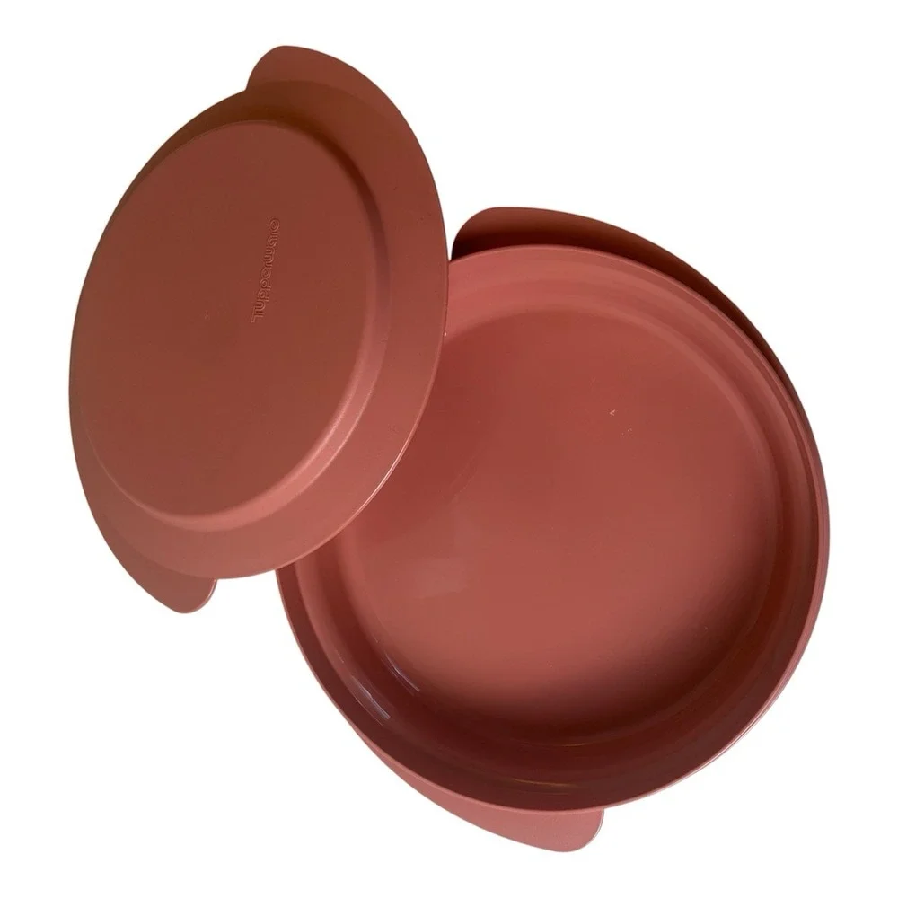 Tupperware Vintage Dusty Rose -Set of plate/lid Container-Collectible